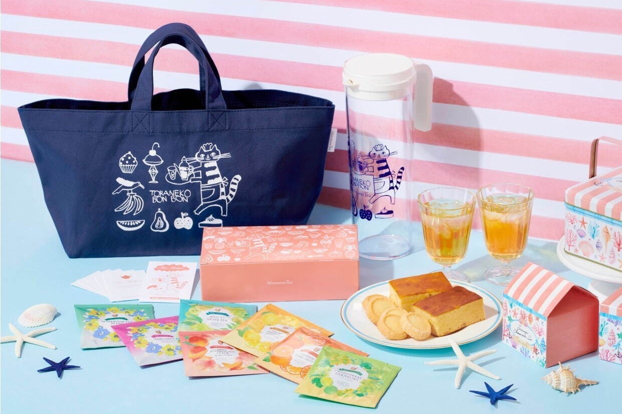 アフタヌーンティー・ティールーム“水出しアイスティー”飲み比べセット、猫ボトル＆トートバッグ付き