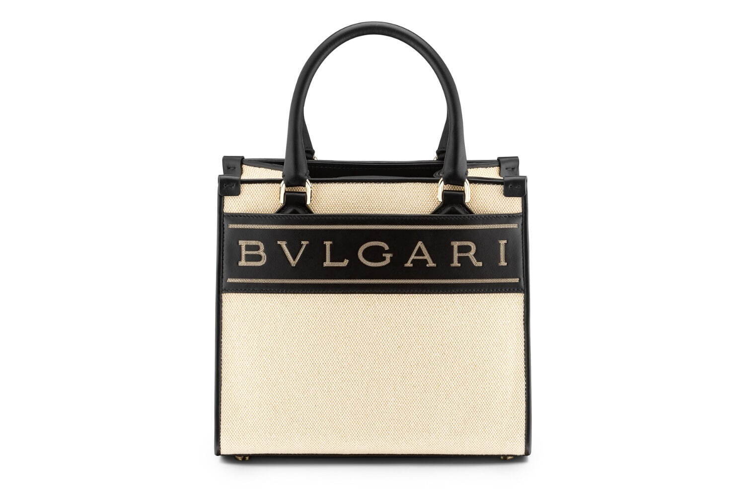 新品 ブルガリ BVLGARI トートバッグ ロゴ ブラック/ライトゴールド