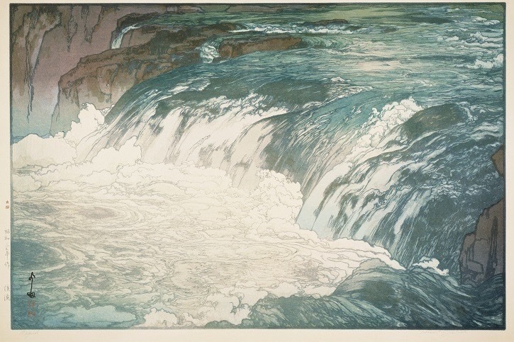 ◇川瀬巴水◇新版画 木版画作品◇「近江堅田」◇風景版画 光線画