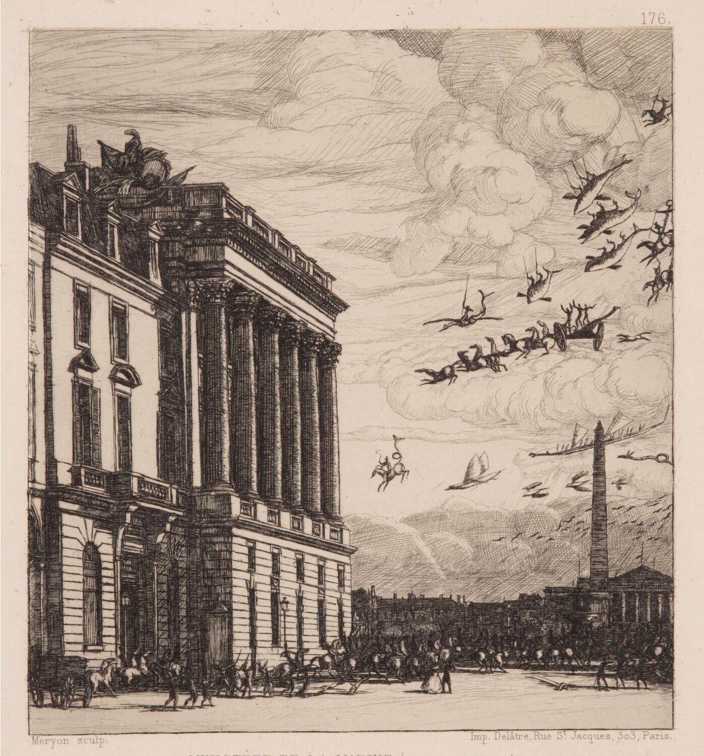 シャルル・メリヨン《海軍省》1866年 エッチング・紙 群馬県立近代美術館蔵