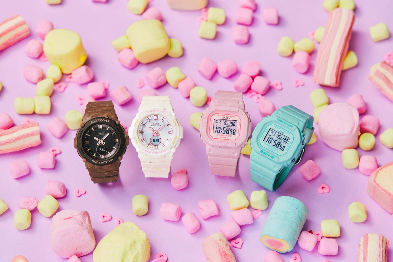 BABY-G“アイスクリーム”着想の腕時計、質感までチョコミントのつぶつぶ 