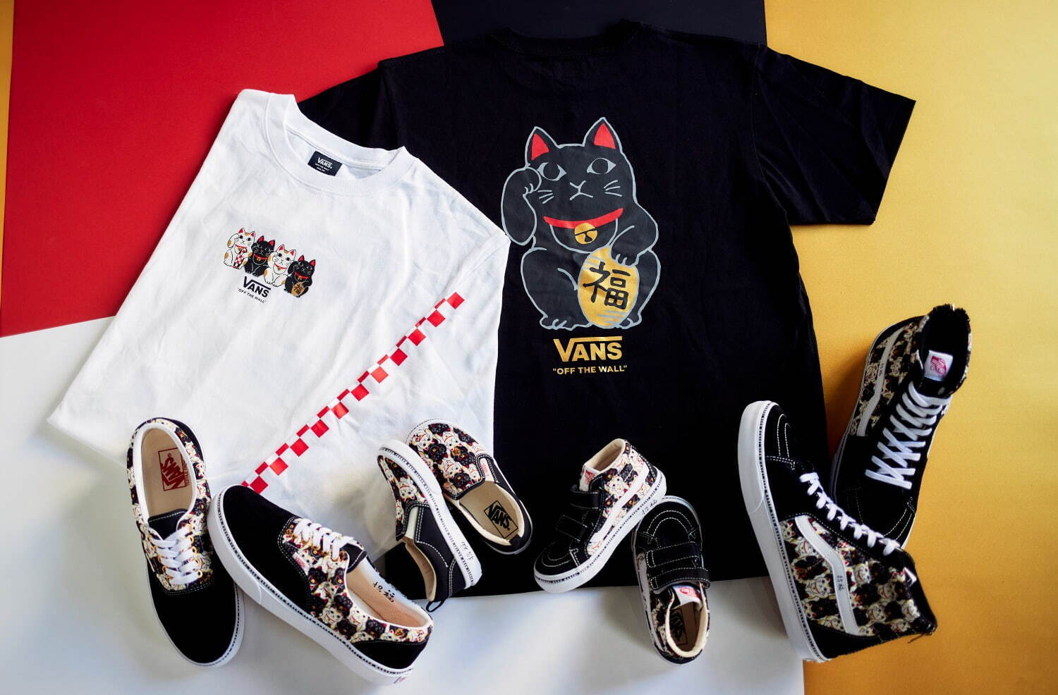 Vans 招き猫 柄の縁起物スニーカー 招福 ロゴを配して ファッションプレス