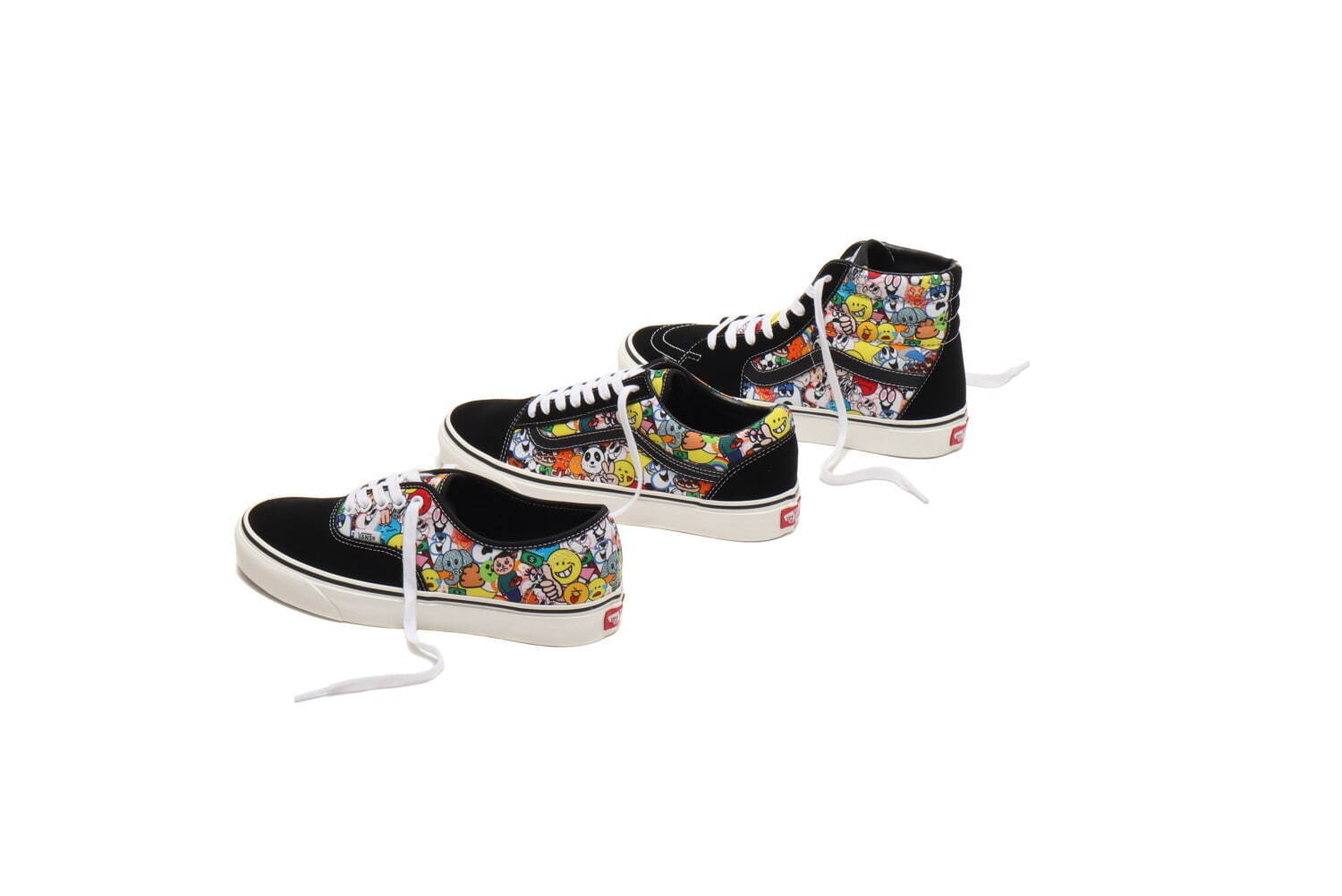アトモス×VANSの初コラボスニーカー、定番モデルを絵文字グラフィック 