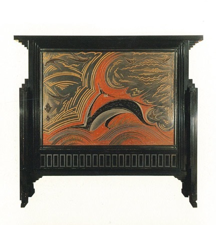 番浦省吾《海と山と空蒔絵衝立》1931年 京都国立近代美術館蔵