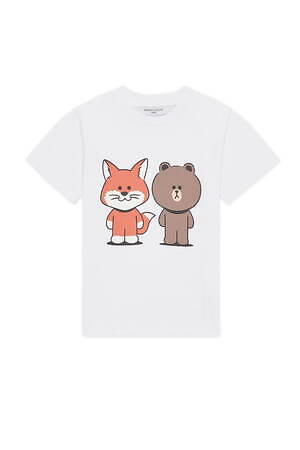 メゾン キツネ“LINE FRIENDS風”キツネ×ブラウンのコラボTシャツ 