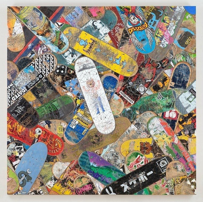 ハロシ Haroshi
Mosh Pit 2021
Carved skateboard elements
H202 x W202 x D10 cm (incl. frame)
©Haroshi Courtesy of NANZUKA