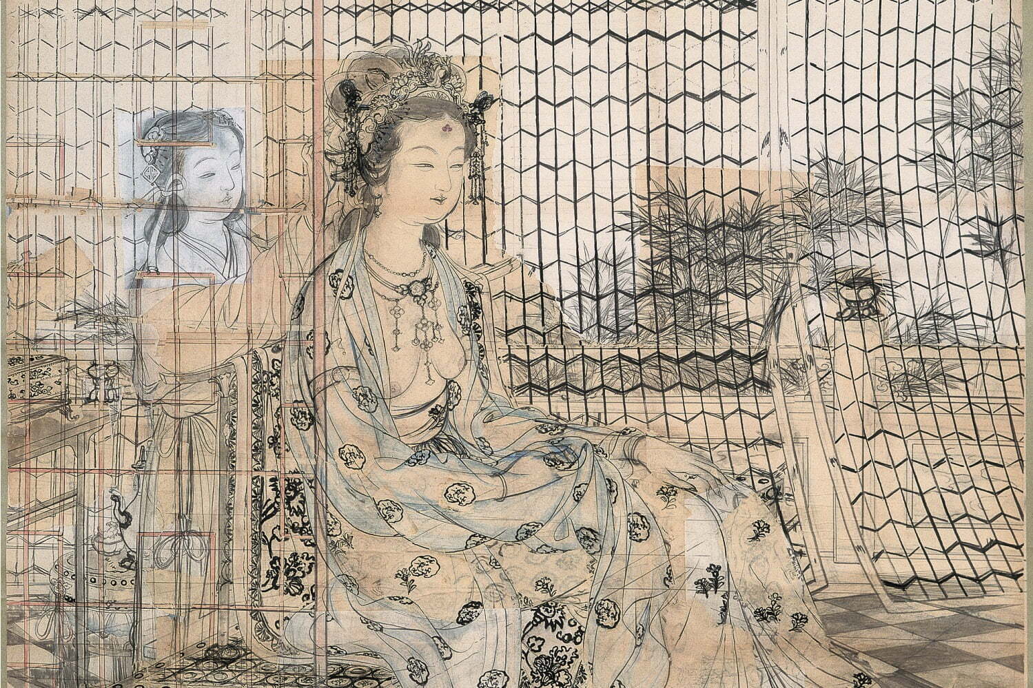 S*o様 上村松園 花見 梅 水彩画 1922年代 紙本著色 肉筆 浮世絵 S*o様 上村松園 花見 梅 水彩画 1922年代 紙本著色 肉筆 浮世絵