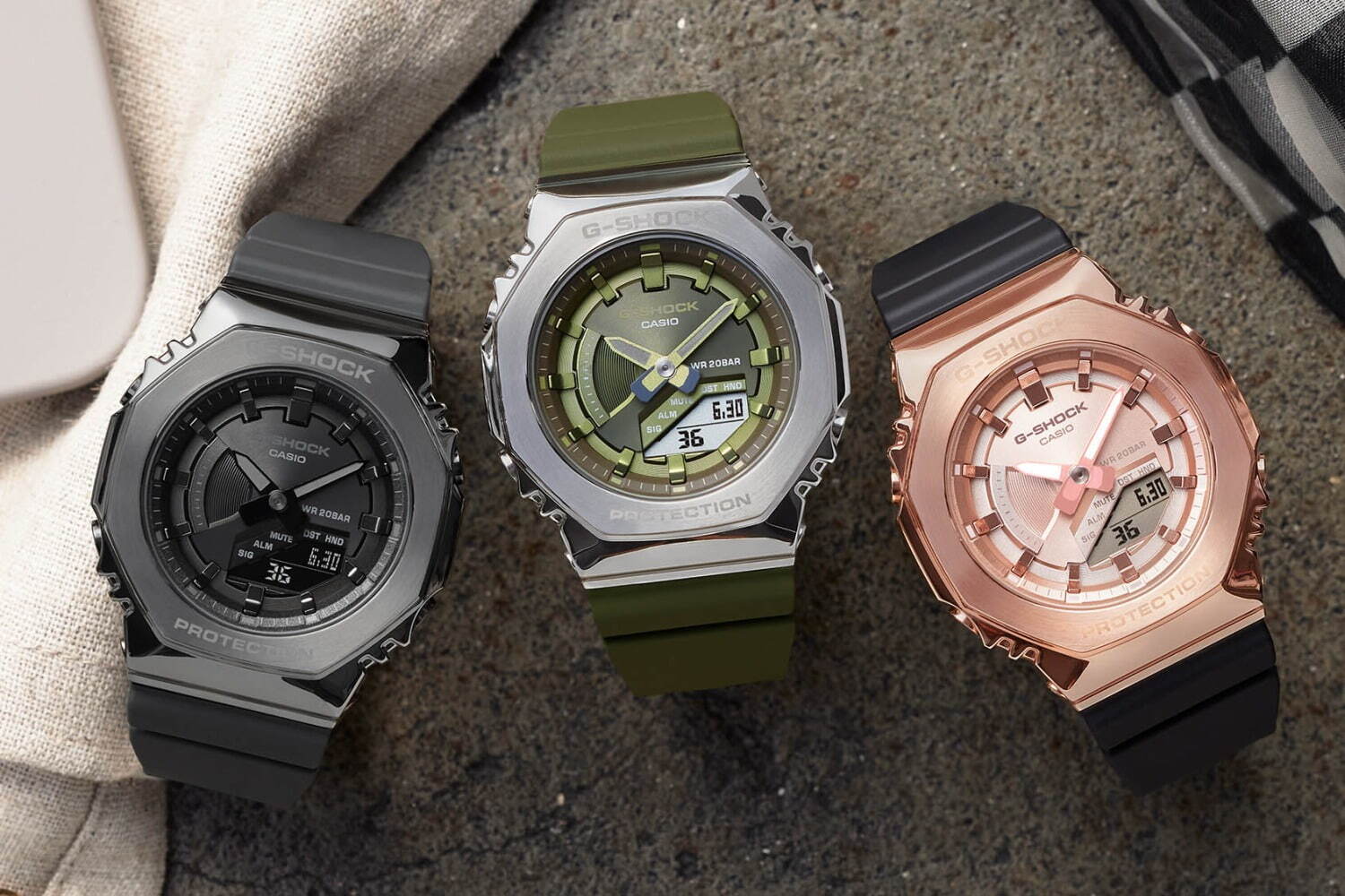 G-SHOCKに八角形メタルベゼルの新作、メタル化「GM-2100」＆小型
