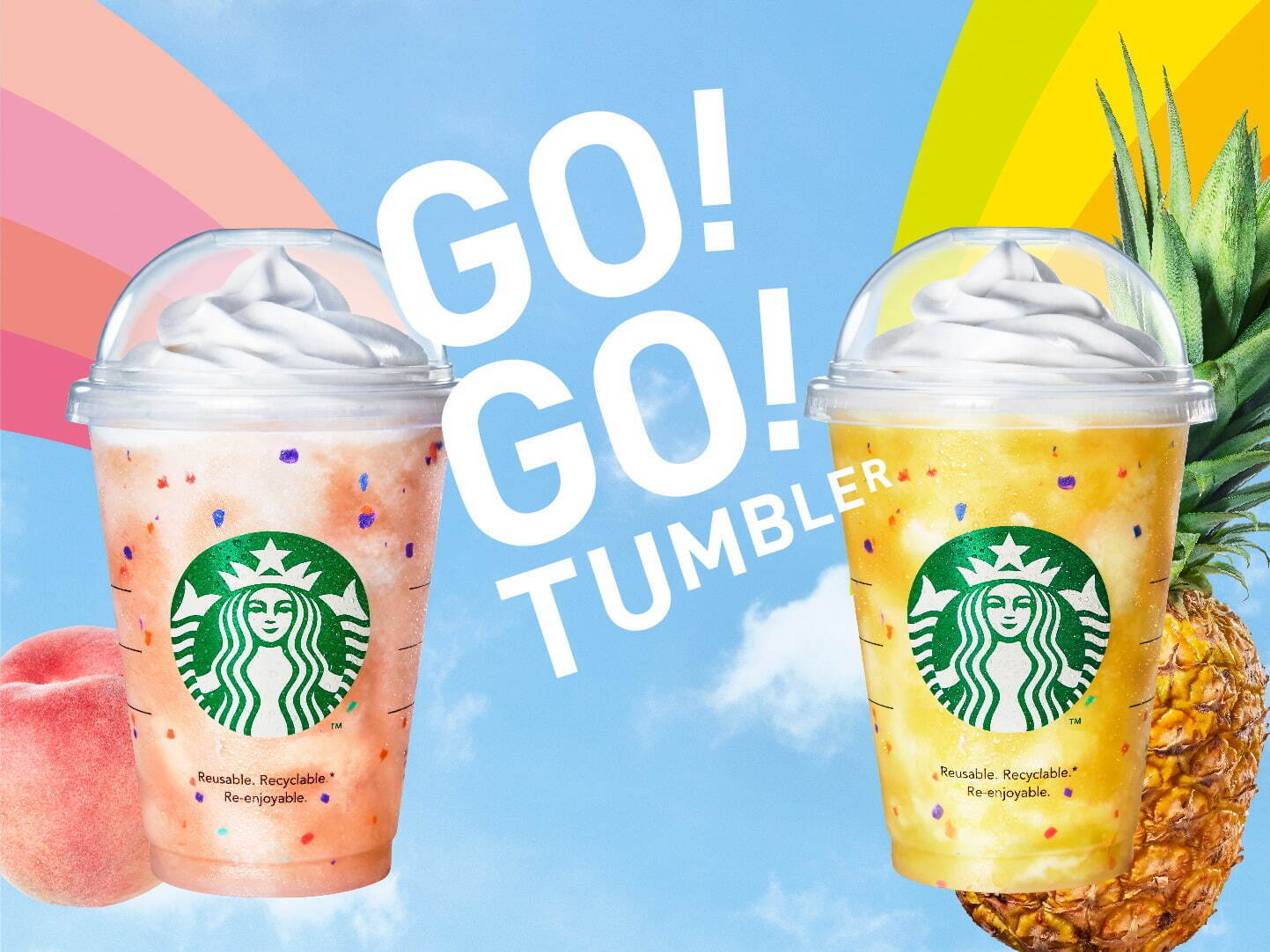 スターバックス(Starbucks Coffee) GO パイナップル フラペチーノ GO ピーチ フラペチーノ｜写真2