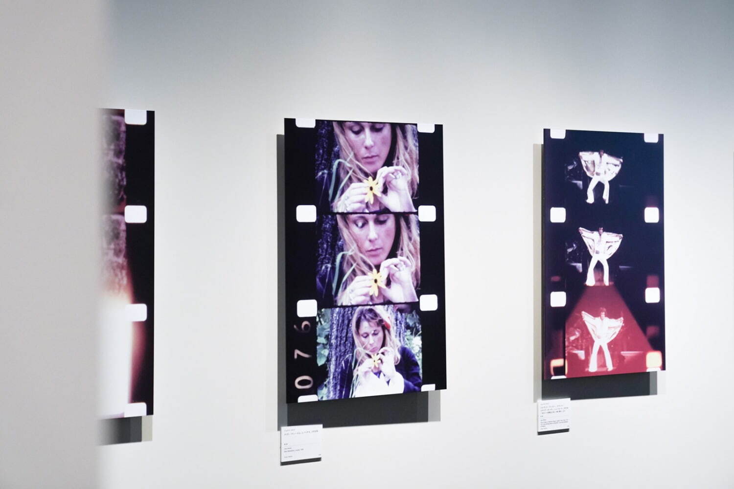 ジョナス・メカス《ケイト・マンハイム、レノックス、1970年》、
《エルヴィス・プレスリー、マディソン・スクエア・ガーデン、ニューヨーク、1972年》「歩みつつ垣間見た美しい時の数々」より ともに個人蔵