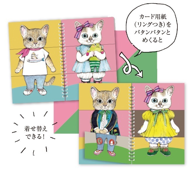 ヒグチユウコの仕掛け絵本『ファッションマジック』“ねこの洋服を自由に着せ替え”全60ページ｜写真2