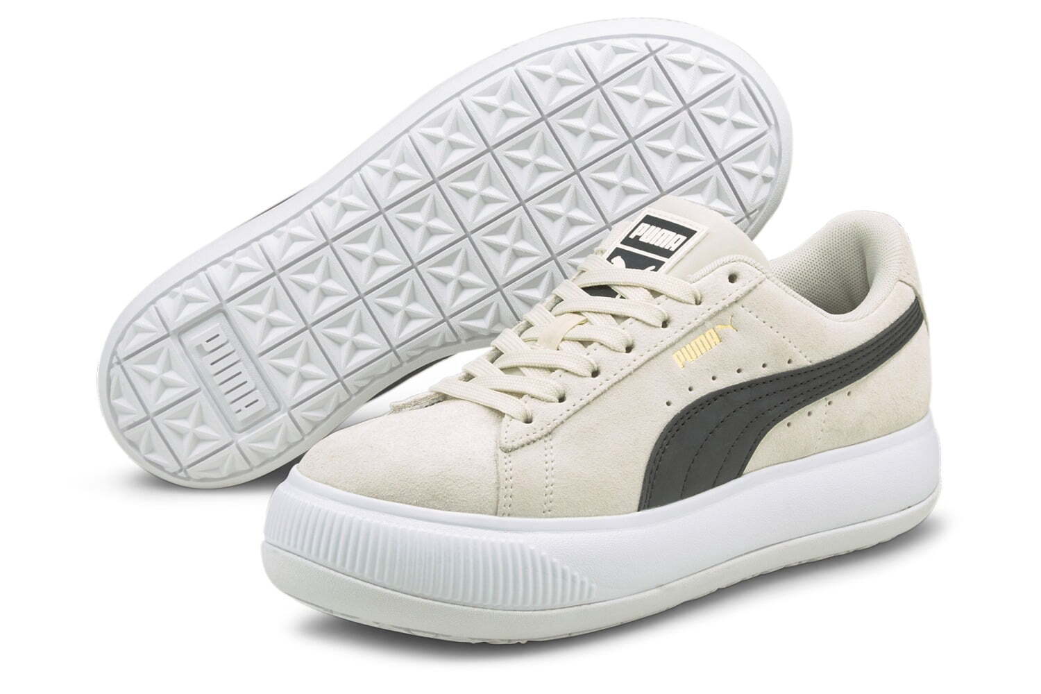 ◆【美品】プーマ マユ アップ ブルー ホワイト スエード 厚底 PUMA（プーマ）の「PUMA/プーマ スエード マユ アップ MAYU