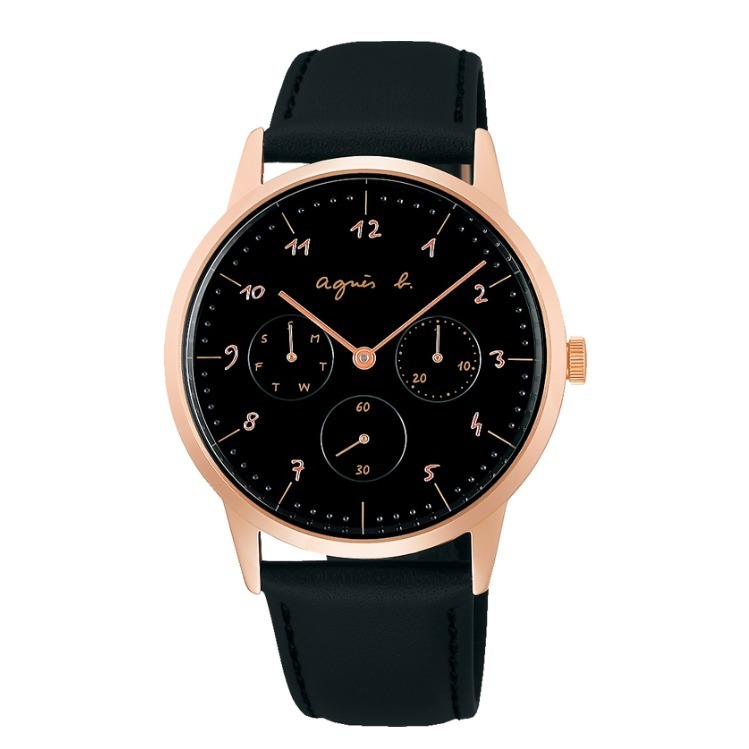 アニエスベー“手書き数字”腕時計「マルチェロ！」ブラック×ピンク