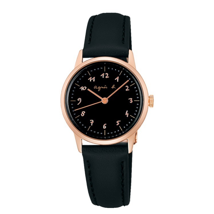 アニエスベー“手書き数字”腕時計「マルチェロ！」ブラック×ピンク