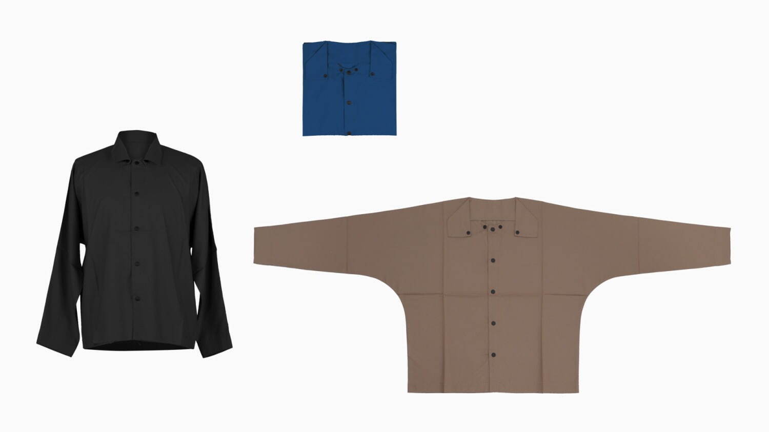 アイム メン新作シャツ(左から/ブラック、ブルーグリーン、ベージュ)各28,600円