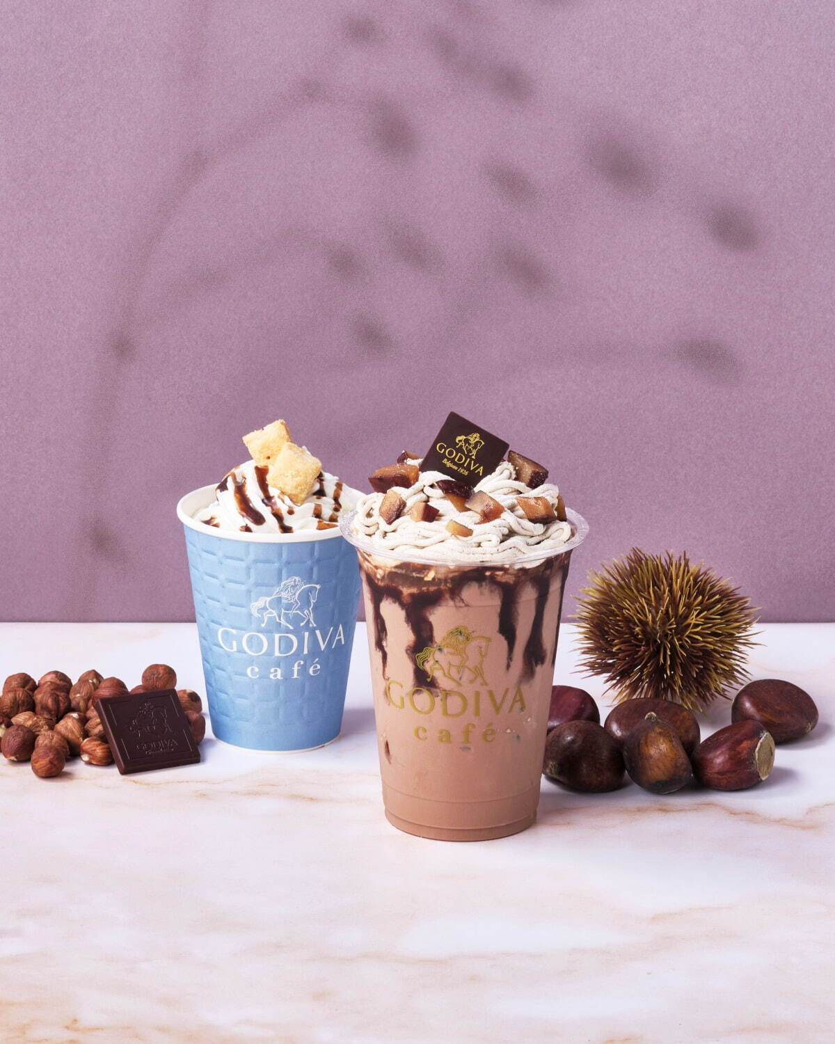 先行販売ドリンク
「GODIVA カカオモンブランアイスラテ」880円
「GODIVA カカオヘーゼルナッツホットチョコレート」680円