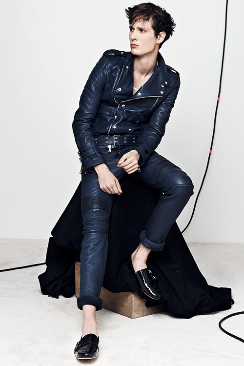 ネイビーBALMAIN　バルマン　2014ss 　ライダース　ブルゾン