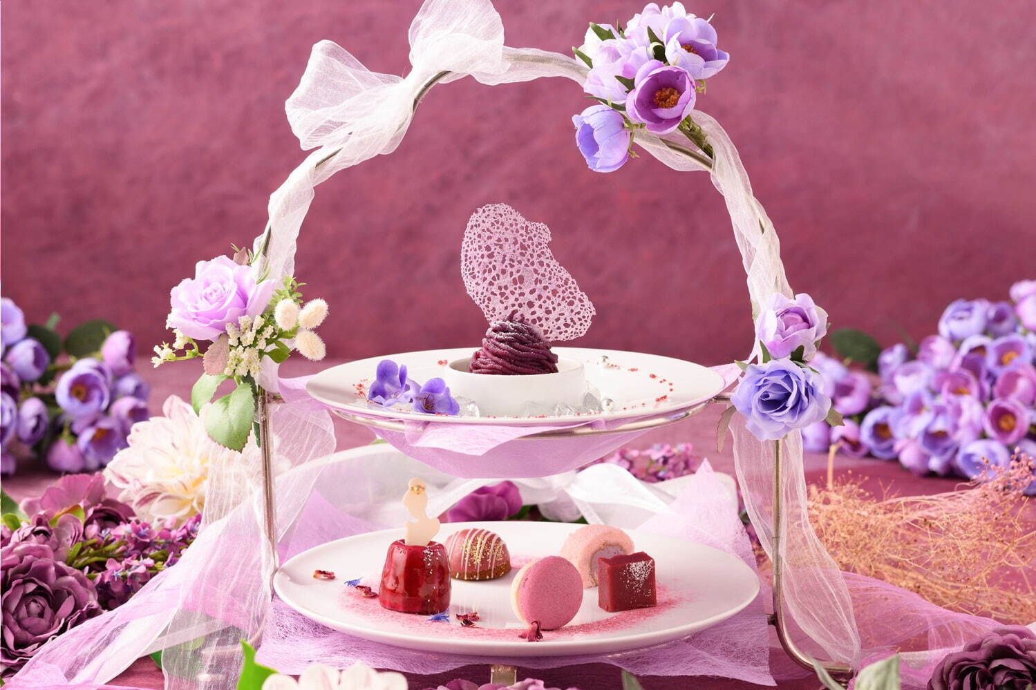 アニヴェルセルカフェ みなとみらい横浜“バイオレットカラー”の限定秋スイーツ、アフタヌーンティーも