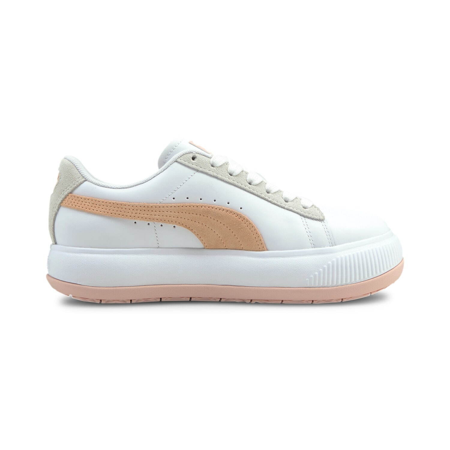 【PUMA】厚底　スウェード　マユ　ミックス　スニーカー　24cm プーマより”淡いピンク×ホワイト”の新作厚底スニーカー