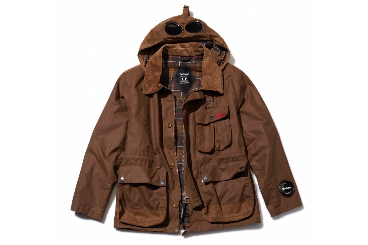 【30％OFF】 C.P. カンパニー×バブアーのオイルドジャケット、“ゴーグル”付き ジャケット・アウター