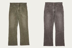 N.ハリウッドのユナイテッドアローズ＆サンズ別注フレアパンツ、左右非対称の切り替えデザイン