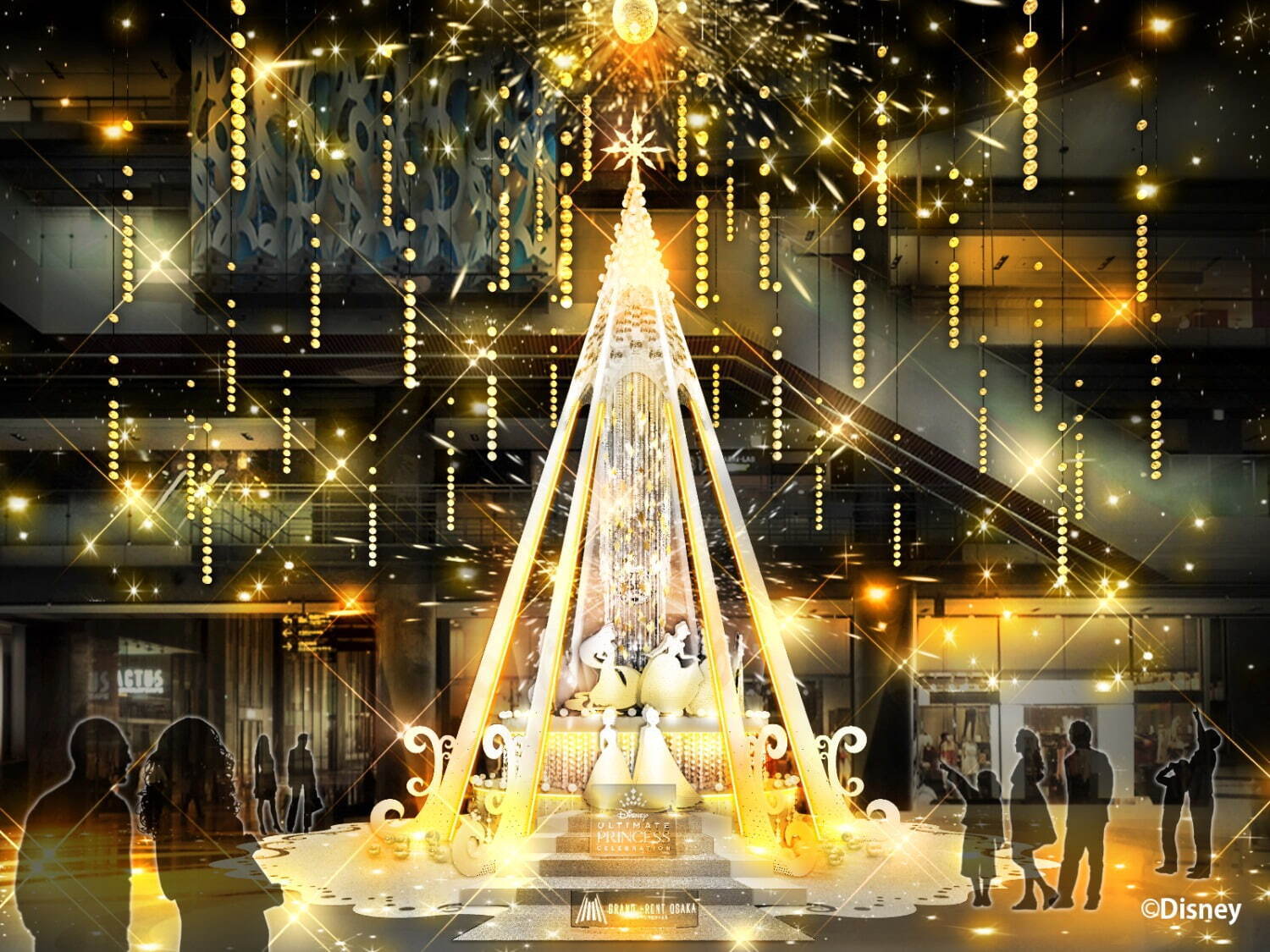 グランフロント大阪 - 「ディズニープリンセス」が舞い踊るクリスマスツリー