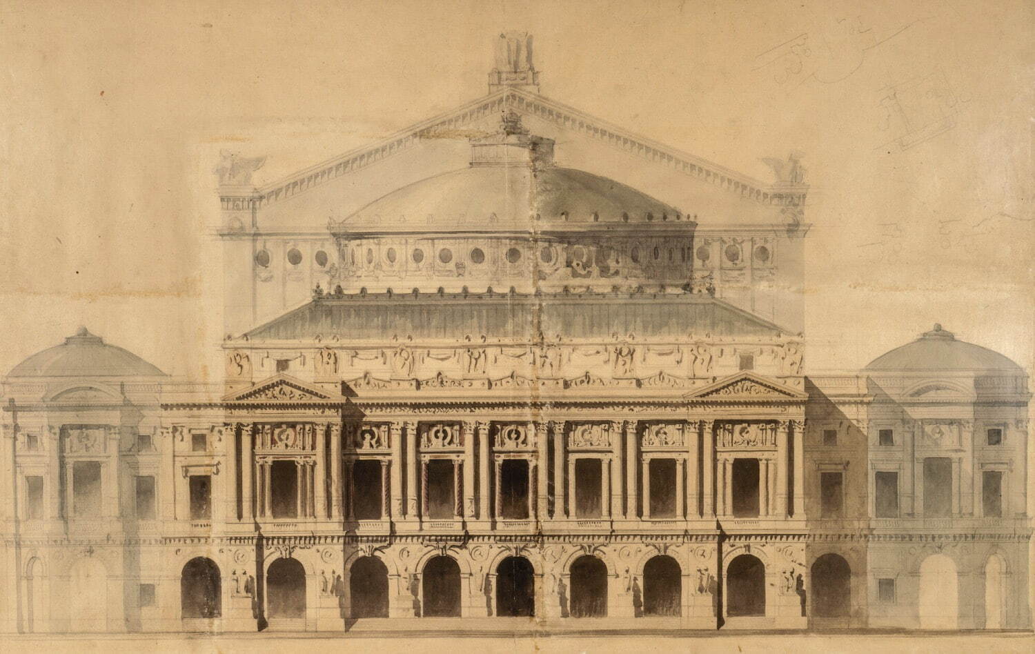 シャルル・ガルニエ《ガルニエ宮ファサードの立面図》1861年　フランス国立図書館
©Bibliothèque Nationale de France