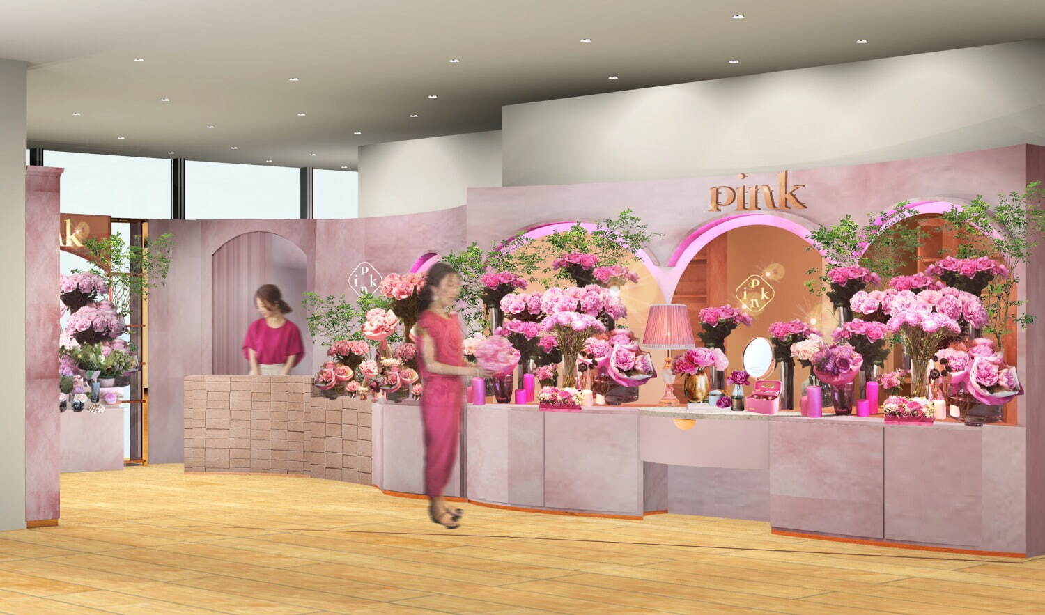 青山フラワーマーケット ピンクの花 着目の新ショップが大阪 阪神梅田に 花アクセサリーも ファッションプレス