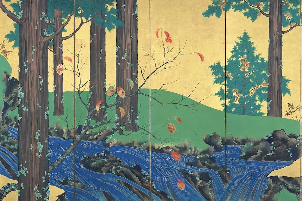 根津美術館「鈴木其一・夏秋渓流図屏風」