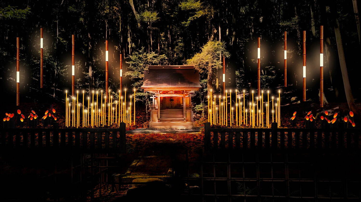 秋イベント ひかりの京都 紅葉ライトアップ 竹灯籠など 夕暮れ時 夜間に社寺を特別拝観 ファッションプレス
