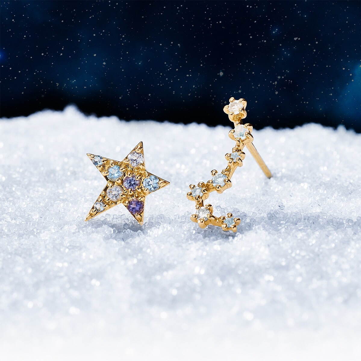 K18YG Pierced Earrings/Tanzanite/Iolite/Topaz/Feldspar/Diamond 41,800円