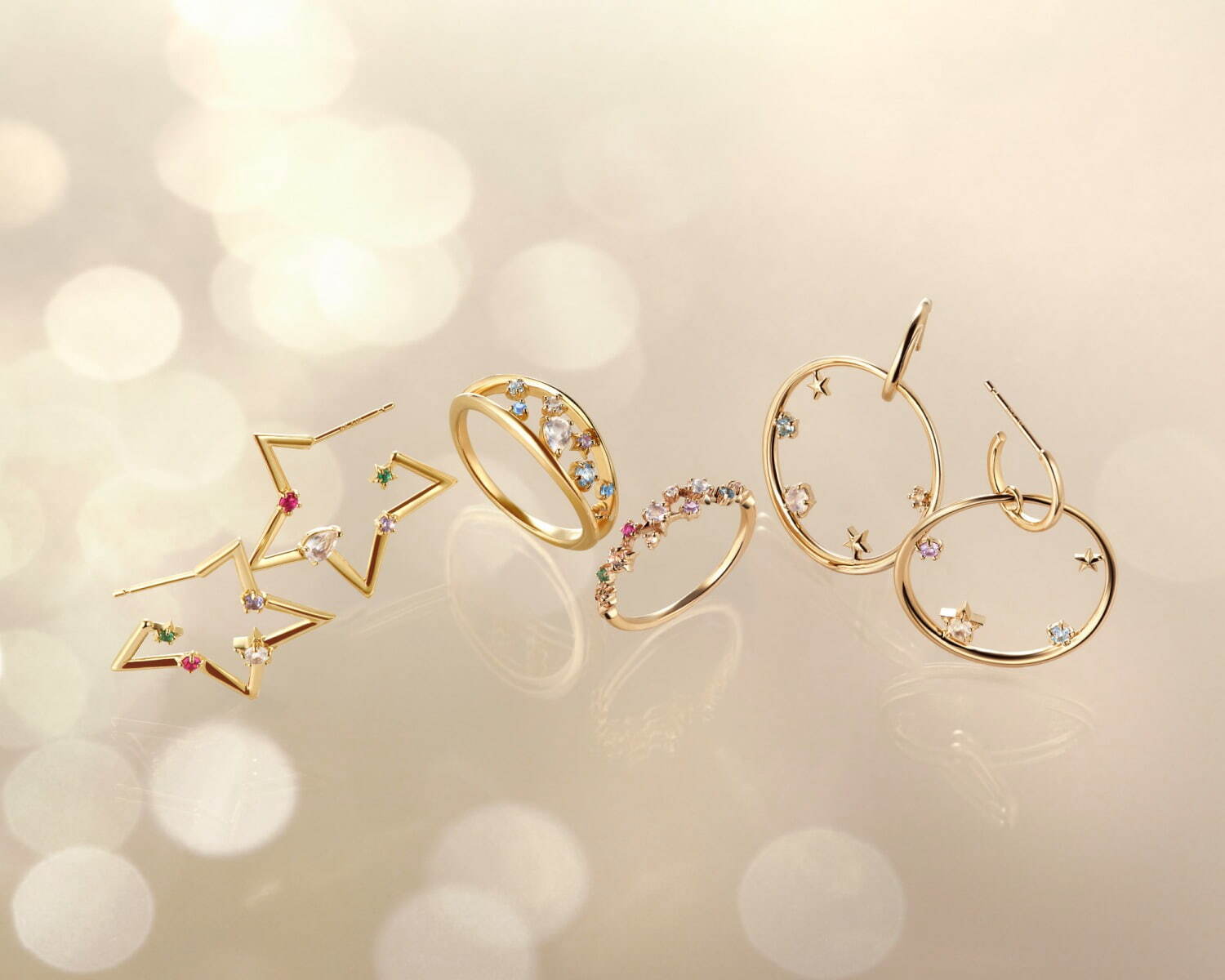 4℃の2021年クリスマスジュエリー、エメラルド＆トパーズ煌めく“星”ネックレスやリングなど｜写真2
