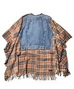 オールドパークとマインデニム“古着を再構築”したコラボウェア、デニム×チェックマフラーのポンチョなど｜写真2