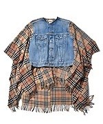 オールドパークとマインデニム“古着を再構築”したコラボウェア、デニム×チェックマフラーのポンチョなど｜写真1