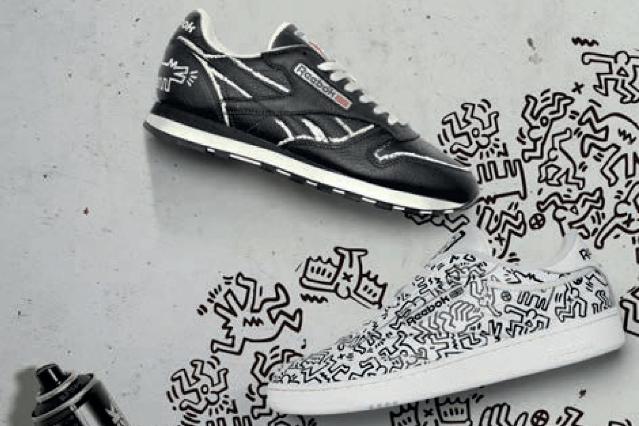 リーボック×キース・ヘリングのスニーカー、犬モチーフや人間模様を配した「クラブシー 」など