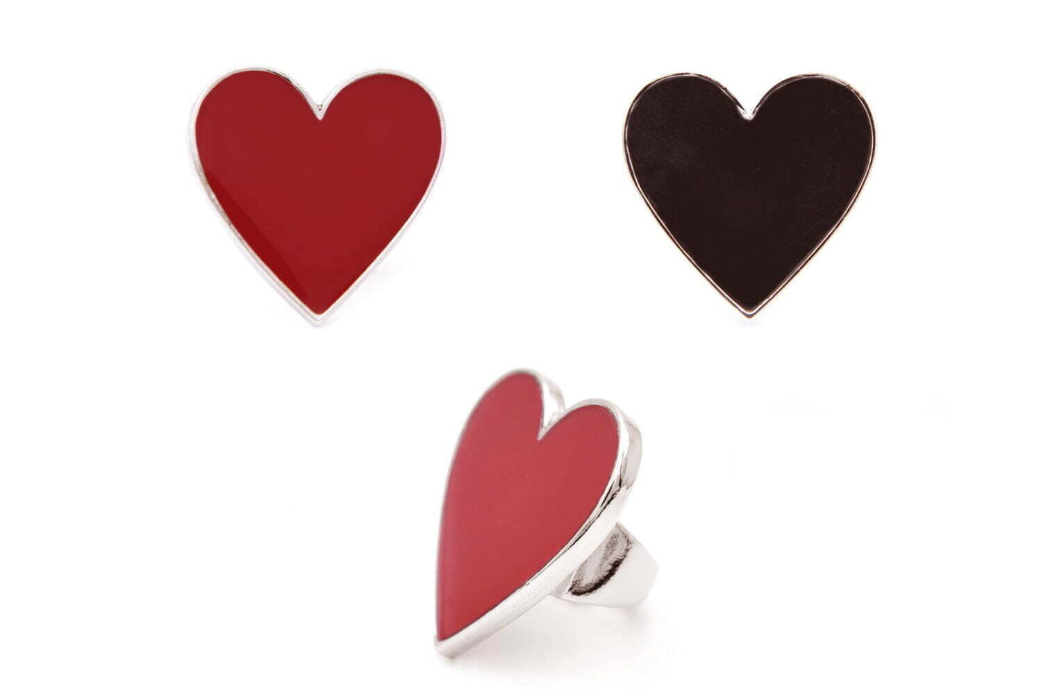 ミルクボーイ新作“大きなハート”モチーフのユニセックスリング、レッド・ブラックの2色で
