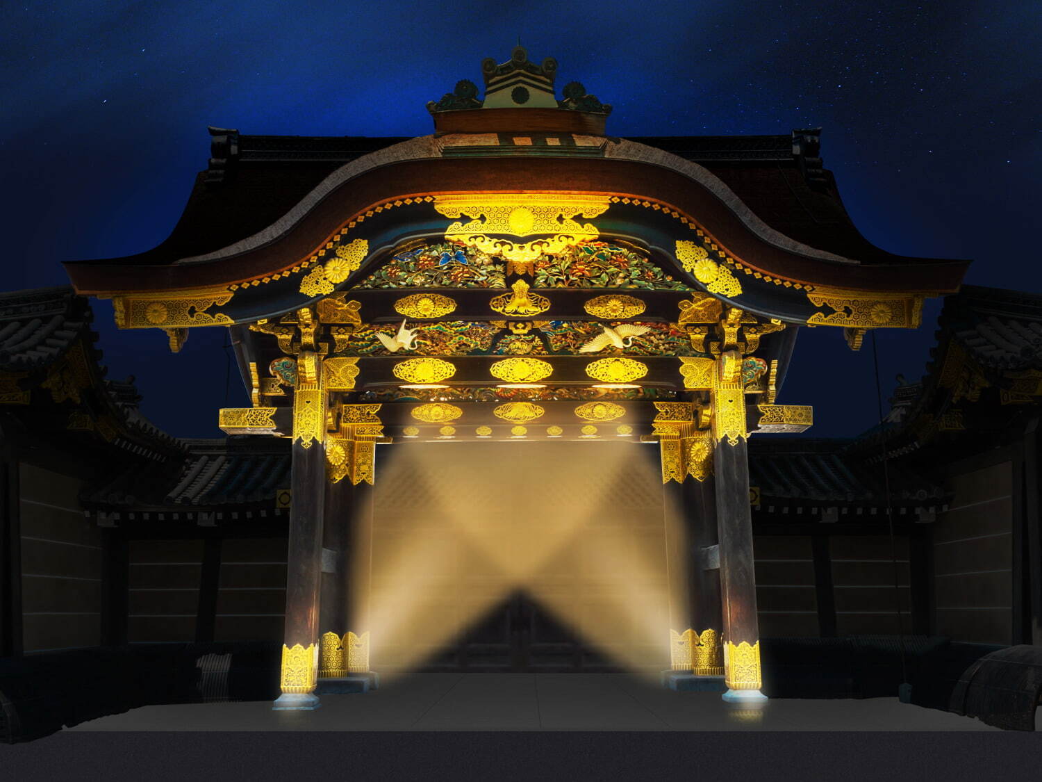 「ワントゥーテン 二条城夜会」京都で巨大プロジェクションマッピング、城内に描かれた生き物＆植物を投影｜写真4