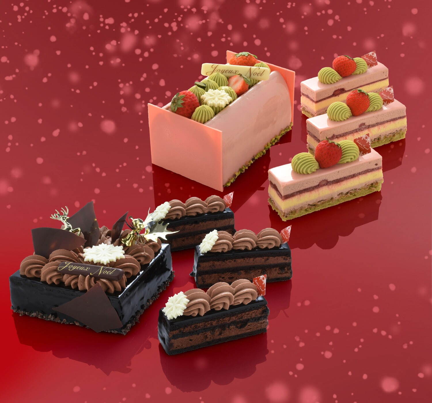 フレデリック・カッセルの2021クリスマスケーキ、ピスタチオチーズケーキやショコラミルフイユ｜写真1