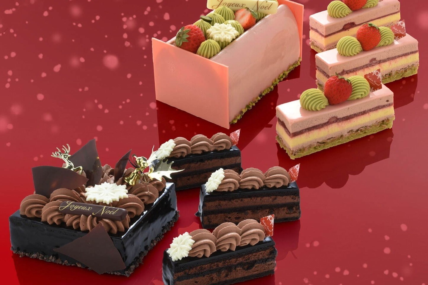 フレデリック・カッセルの2021クリスマスケーキ、ピスタチオチーズケーキやショコラミルフイユ