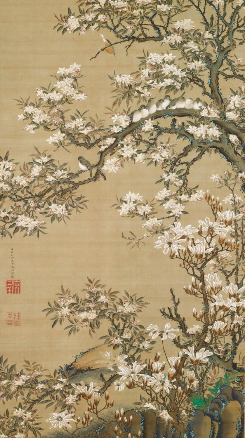 伊藤若冲《海棠目白図》江戸時代 18世紀 泉屋博古館蔵