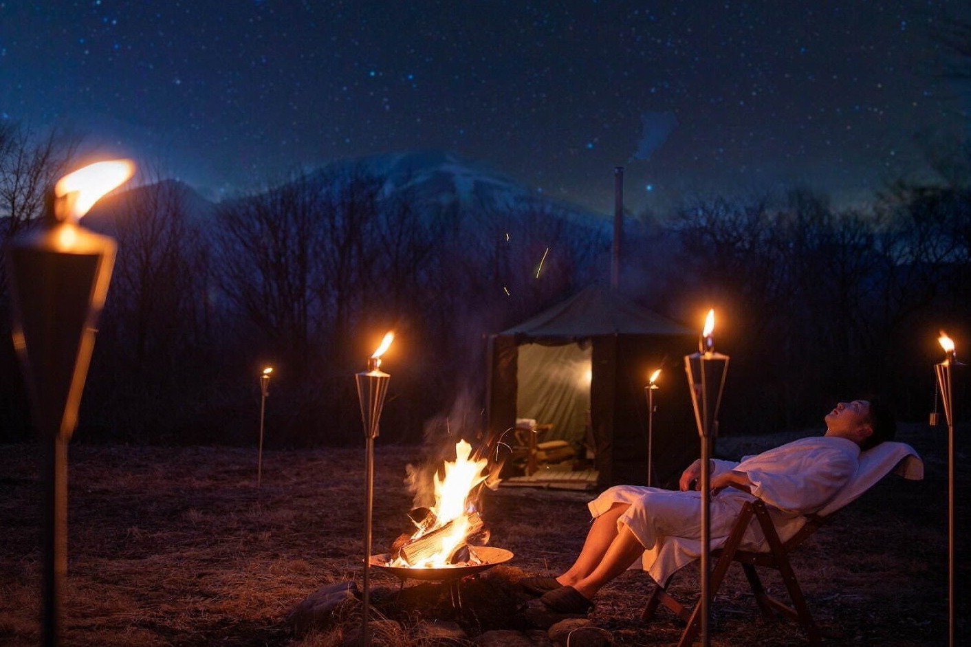 星のや軽井沢「冬の寒暁サウナ」