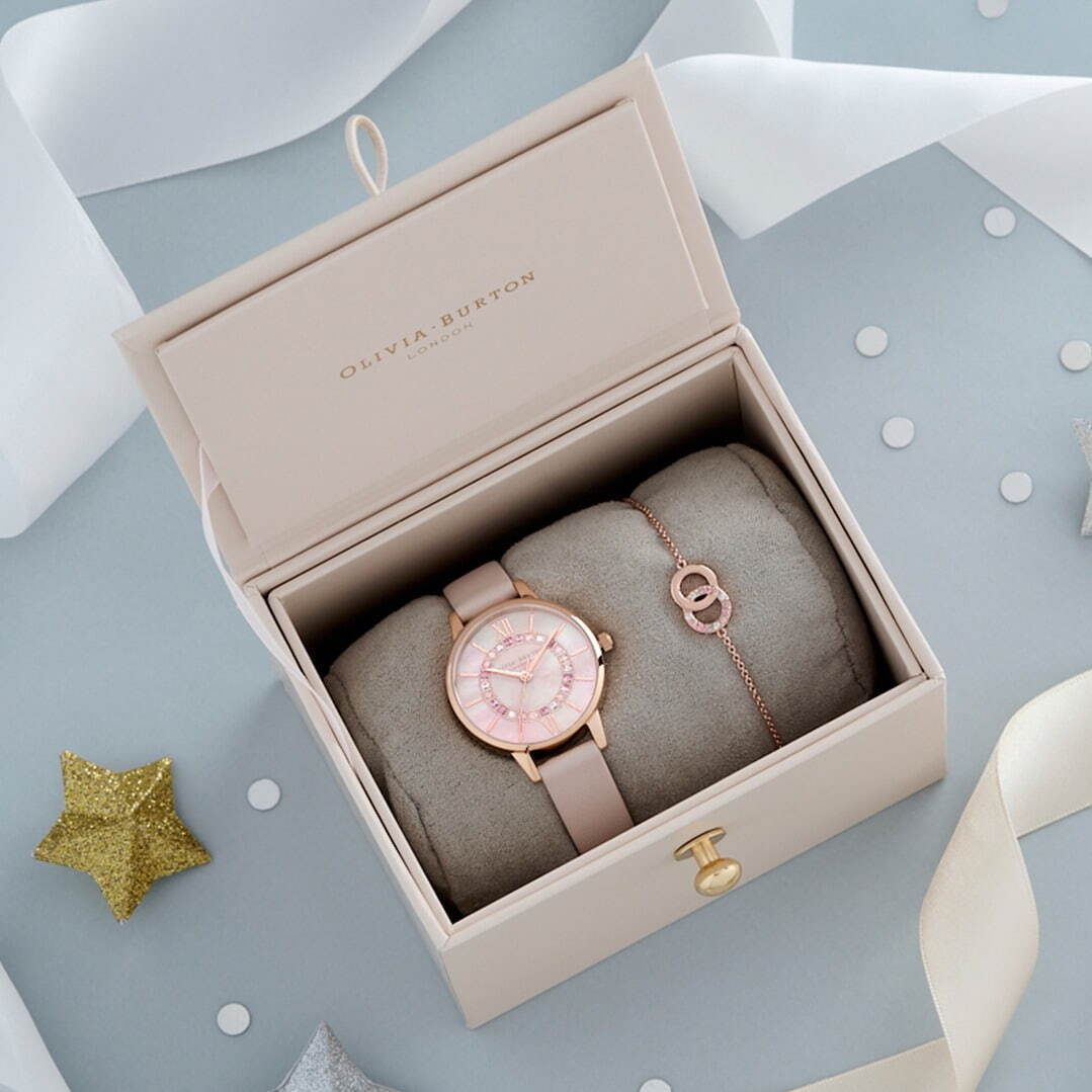オリビア・バートンのクリスマスギフト、パステルカラーのクリスタルを配した腕時計＆ブレスレットのセット｜写真5