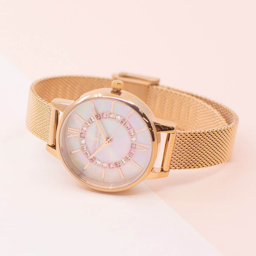 オリビア・バートンのクリスマスギフト、パステルカラーのクリスタルを配した腕時計＆ブレスレットのセット｜写真3