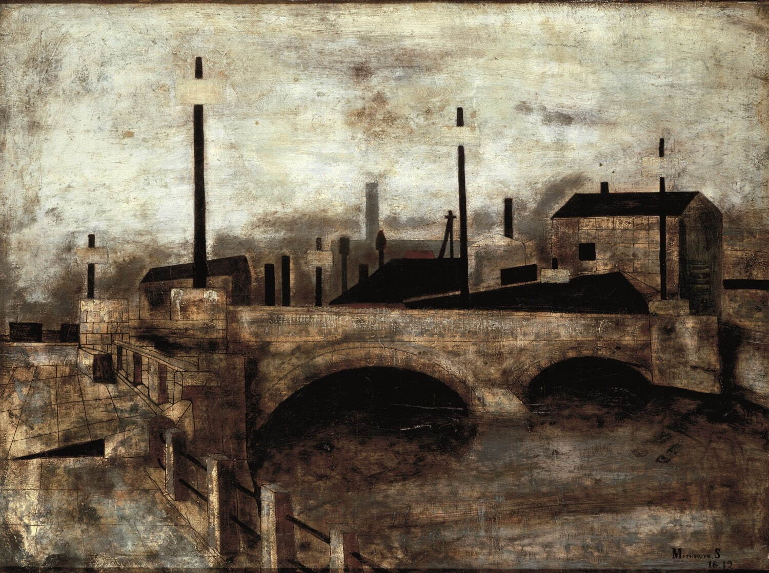 松本竣介《橋(東京駅裏)》1941年 油彩、カンヴァス 神奈川県立近代美術館蔵