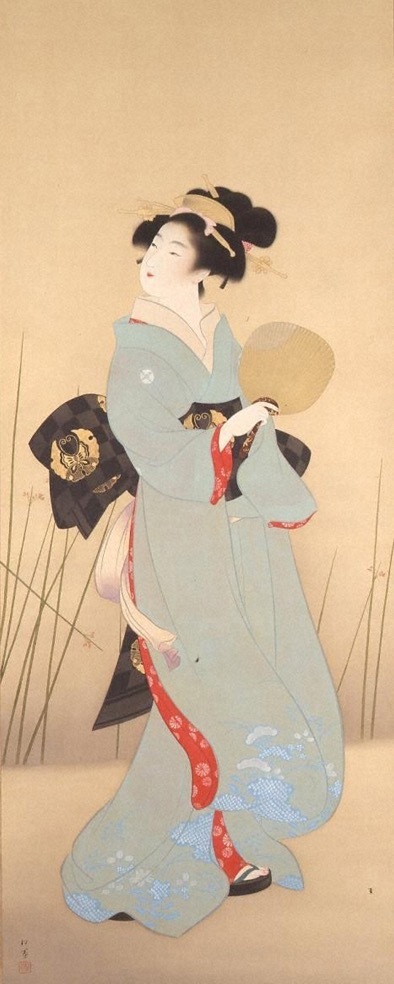 上村松園《夕涼》(部分) 昭和時代 20世紀前半 岡田美術館蔵［前期］