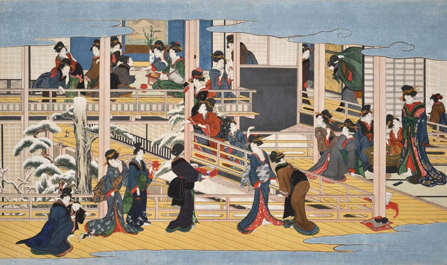 喜多川歌麿《深川の雪》(部分) 江戸時代 1802〜06年(享和2〜文化3)頃 岡田美術館蔵［展示期間：7月16日〜10月3日］