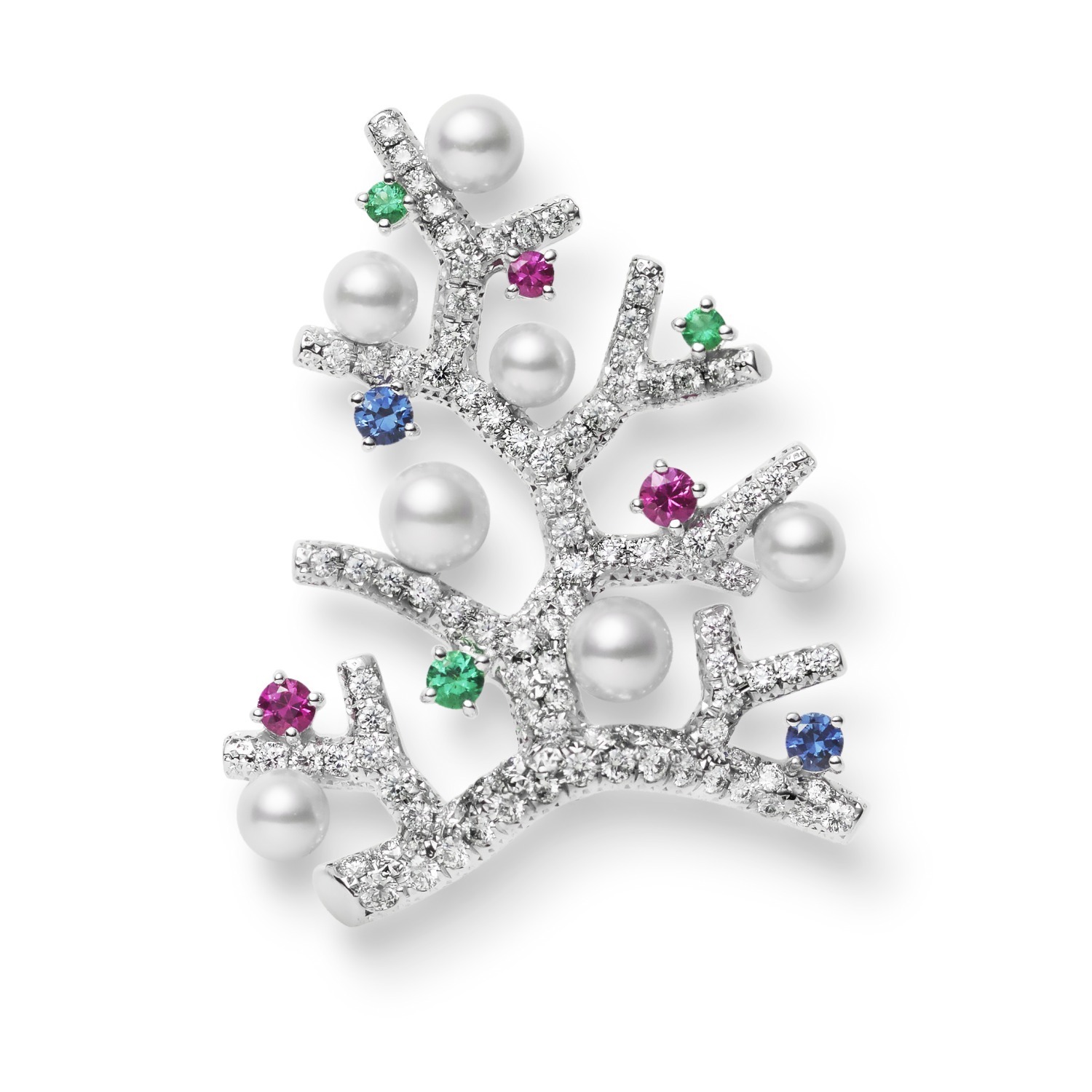 ミキモトのクリスマスジュエリー、真珠を配した“幸福の木”ブローチや