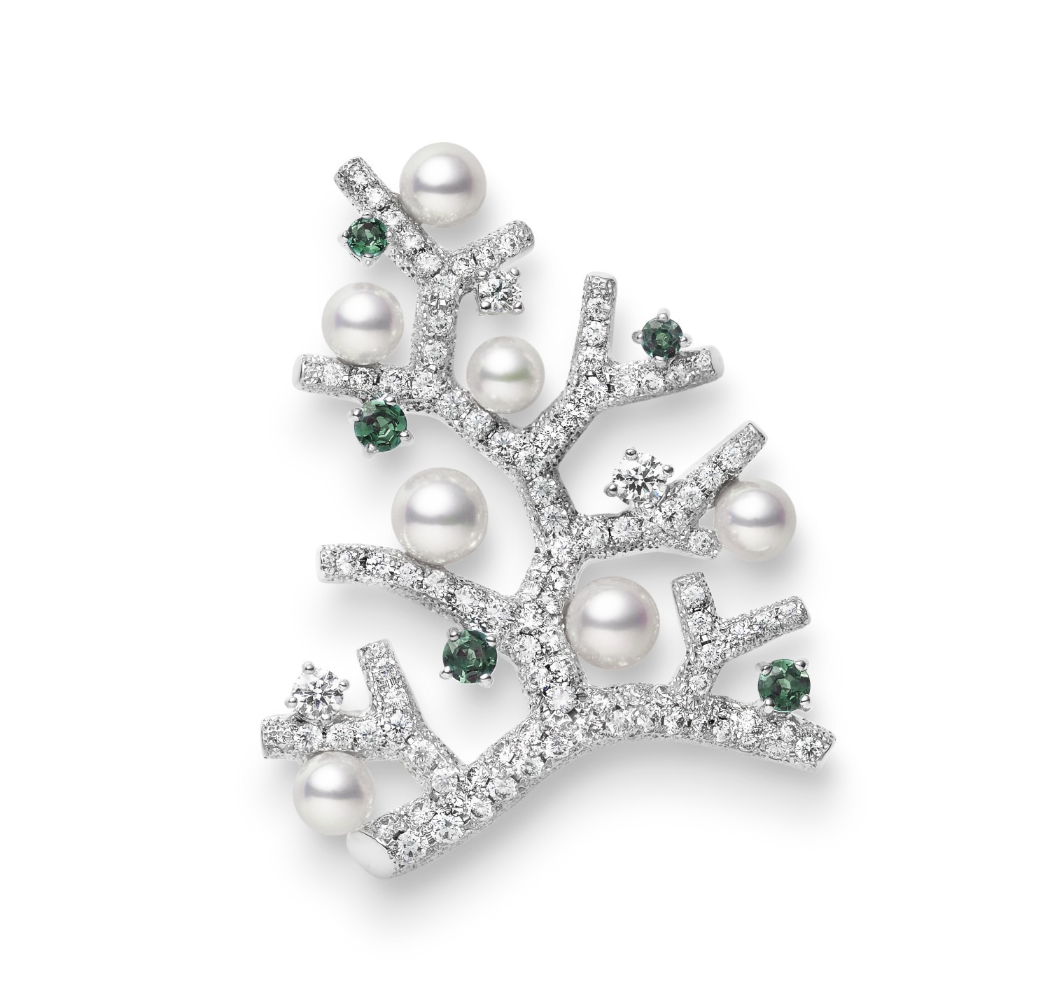 ミキモトのクリスマスジュエリー、真珠を配した“幸福の木”ブローチやユニセックスネックレス｜写真1