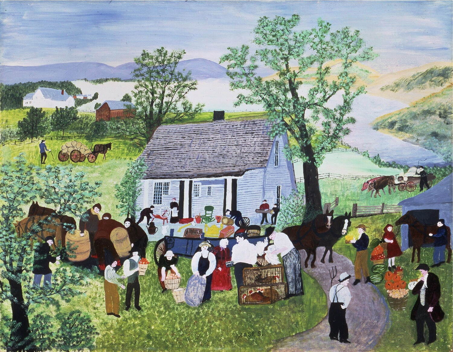 アンナ・メアリー・ロバートソン・“グランマ”・モーゼス《農場の引越し》1951年 個人蔵(ギャラリー・セント・エティエンヌ、ニューヨーク寄託) © 2021, Grandma Moses Properties Co., NY
