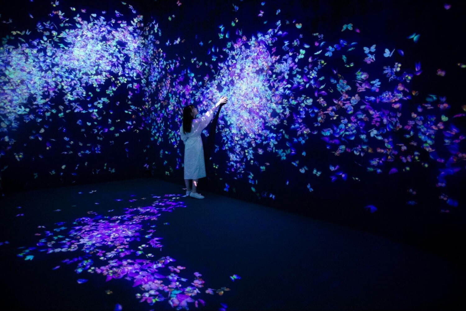 群蝶、儚い命 - A Whole Year per Year / <i width="1500" height="1000">Flutter of Butterflies, Ephemeral Life - A Whole Year per Year</i>
teamLab, 2020, Interactive Digital Installation, Endless, Sound: Hideaki Takahashi